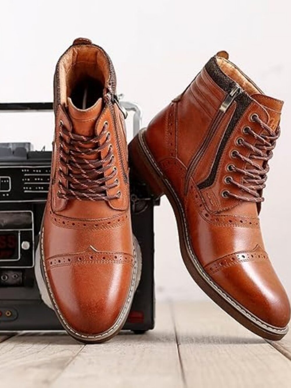 Men’s Chelsea & Chukka Style Leather Ankle Boots – Stylish Comfortable Zip-Up